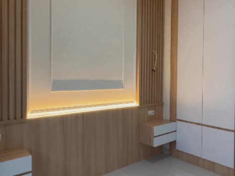 Desain kos mewah Solo dengan kamar tidur modern dan furnitur built-in